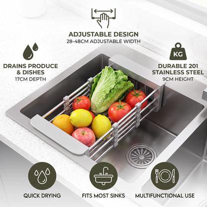 Adjustable Over-the-Sink Dish Drying Rack & Produce Drainer
