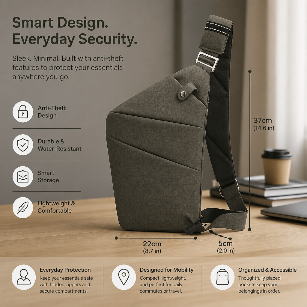 Anti-Theft Designer Crossbody Bag