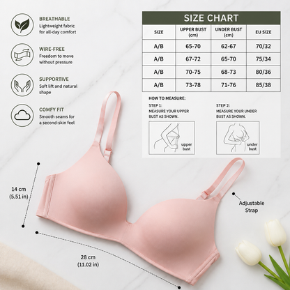 Seamless Push-Up Bra – Wire-Free, Breathable and Supportive with Triangle Cups