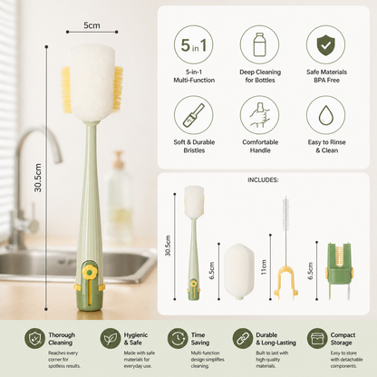 Practical 5-in-1 Bottle Cleaner