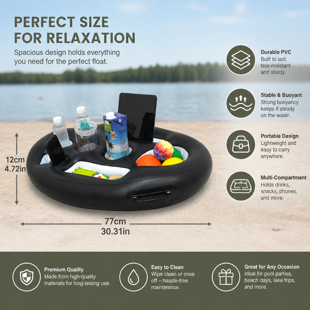 Inflatable Drink Holder – Multifunctional Tray for Drinks & Snacks