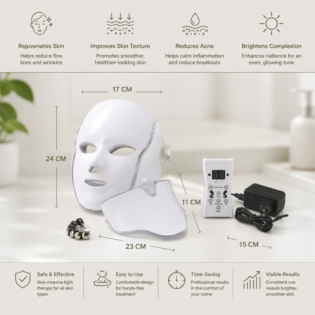 LED Face Mask – Professional Light Therapy for Skin Rejuvenation at Home