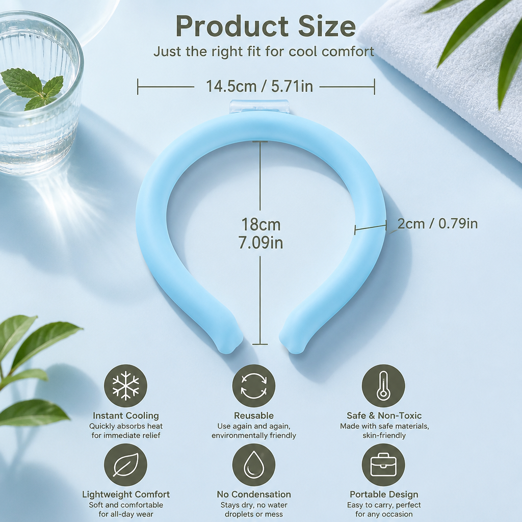 Self-Cooling Neckband – Reusable Cooling Band for Hot Days, Sports & Outdoor Use