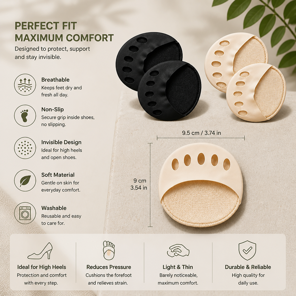 Women’s Toe Socks – Breathable Non-Slip Socks for High Heels & Maximum Comfort (4 pairs)