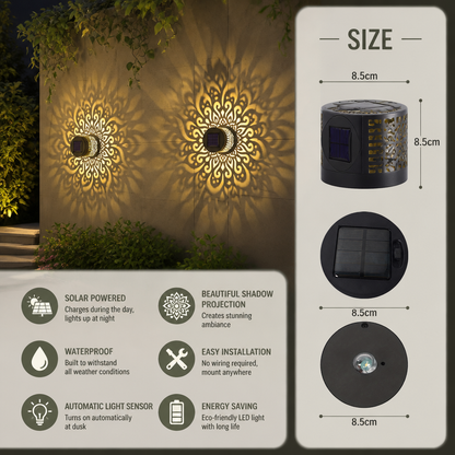 Colorful Solar Mandala Garden Light – Waterproof Outdoor LED Wall Projection Lantern