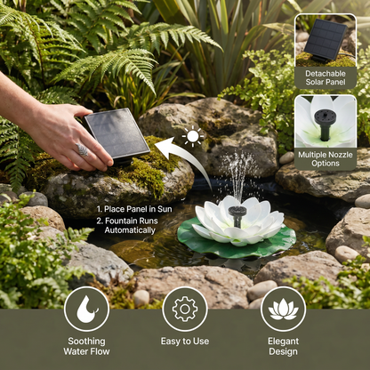 Solar-Powered Lotus Fountain – Floating Garden Fountain for Pool & Pond