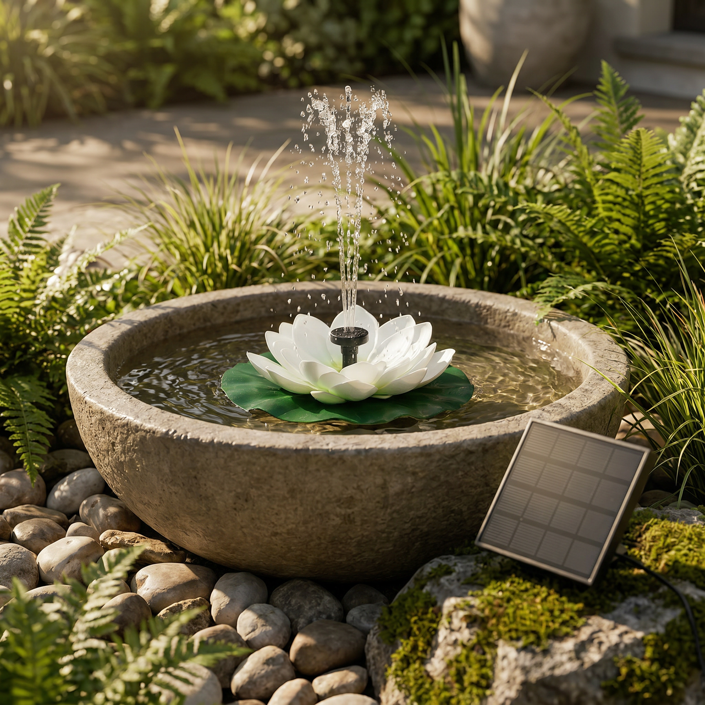 Solar-Powered Lotus Fountain – Floating Garden Fountain for Pool & Pond