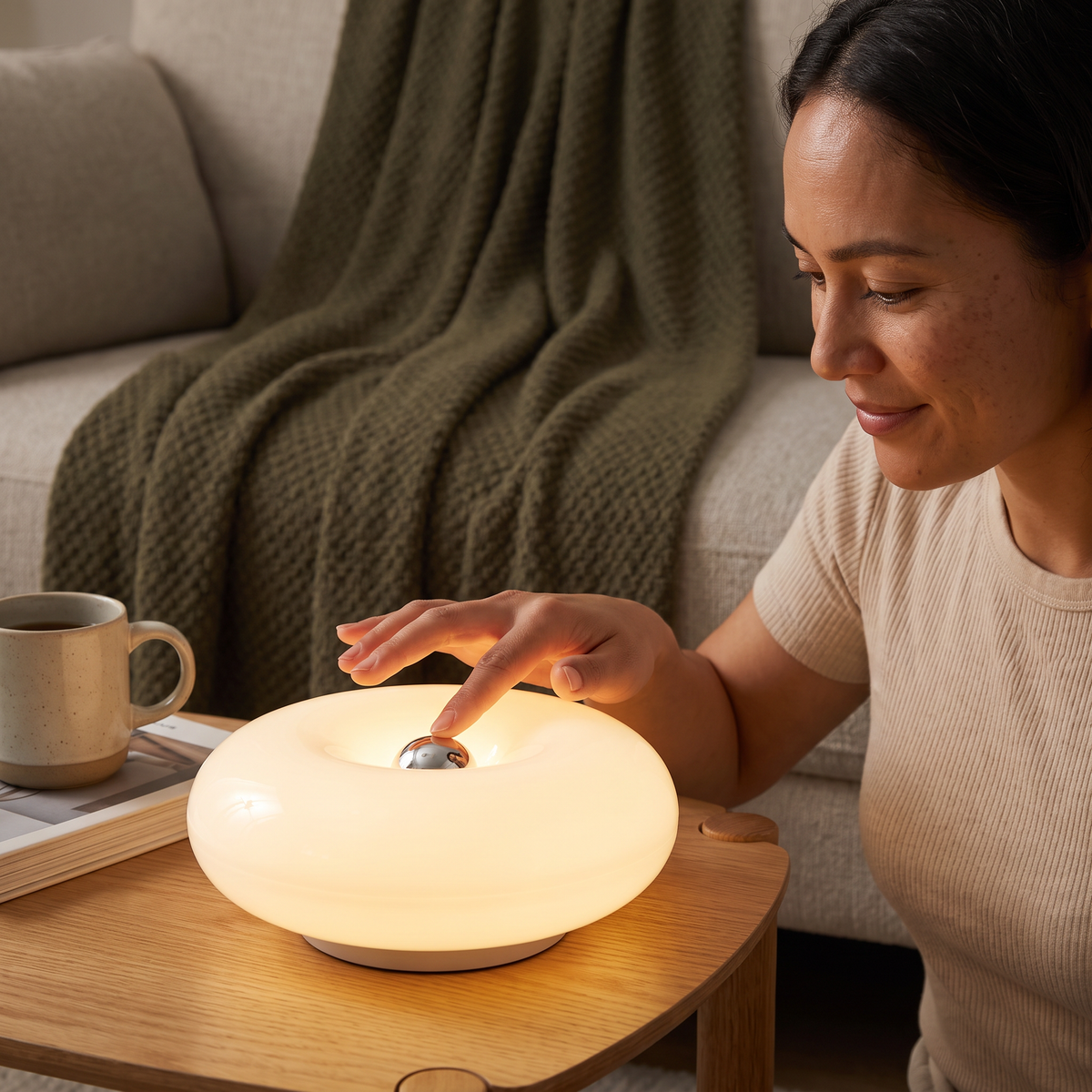 Retro Donut-Shaped LED Lamp with Cozy Ambient Glow