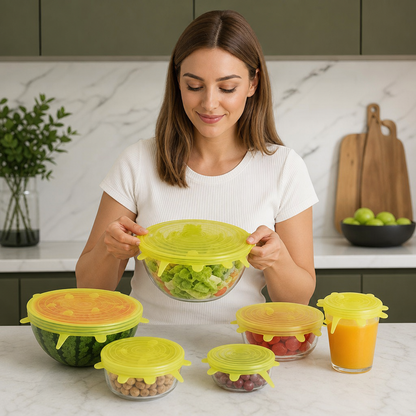 6-Piece Silicone Stretch Lid Set – Reusable BPA-Free Food Covers
